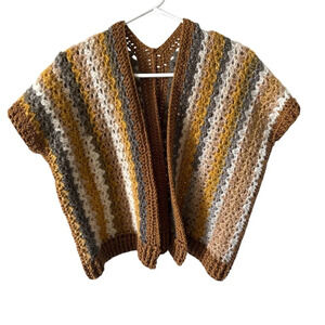 Vintage Sweater Vest Women's Size OS Brown White Gray Boho Hippie Festival Cozy